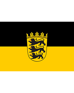 Fahne: Flagge: Landesdienstflagge Baden-Württembergs mit kleinem Landeswappen