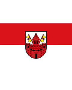 Bandiera: Unna | City of Unna | Ville d  Unna | Kreisstadt UnnaBeschreibung des Wappens  In Silber  Weiß  eine rote Stadtbefestigung