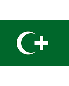 Fahne: Flagge: Revolution flag of Egypt 1919 | The revolution flag of Egypt from 1919. It bears a crescent and cross to demonstrate that both Muslims and Christians supported the Egyptian nationalist movement against British occupation