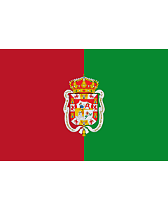 Fahne: Flagge: Granada2 | City of Granada  Spain | La ville de Grenade est formé de deux bandes verticales d égale largeur  la première | Ciudad de Granada  España  Bandera es de color carmesí y verde