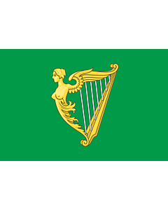 Drapeau: Green harp flag of Ireland | A traditional green harp flag of Ireland with a slightly different harp from File Arms of Ireland  Historical