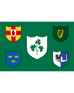 Bandiera: IRFU | IRFU flag first made public in 1925, comprised of the traditional four provinces of Ireland shields and other older elements