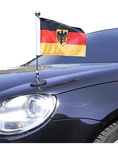  Magnetic Car Flag Pole Diplomat-1.30-Chrome Germany with coat of arms 