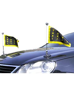  Pair  Magnetic Car Flag Pole Diplomat-1-Chrome with customized printed flag