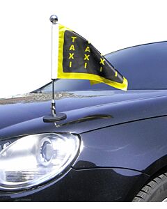  Porte-drapeau de voiture Diplomat-1.30-Chrome avec drapeau à impression personnalisée (côté gauche)  à adhésion magnétique 